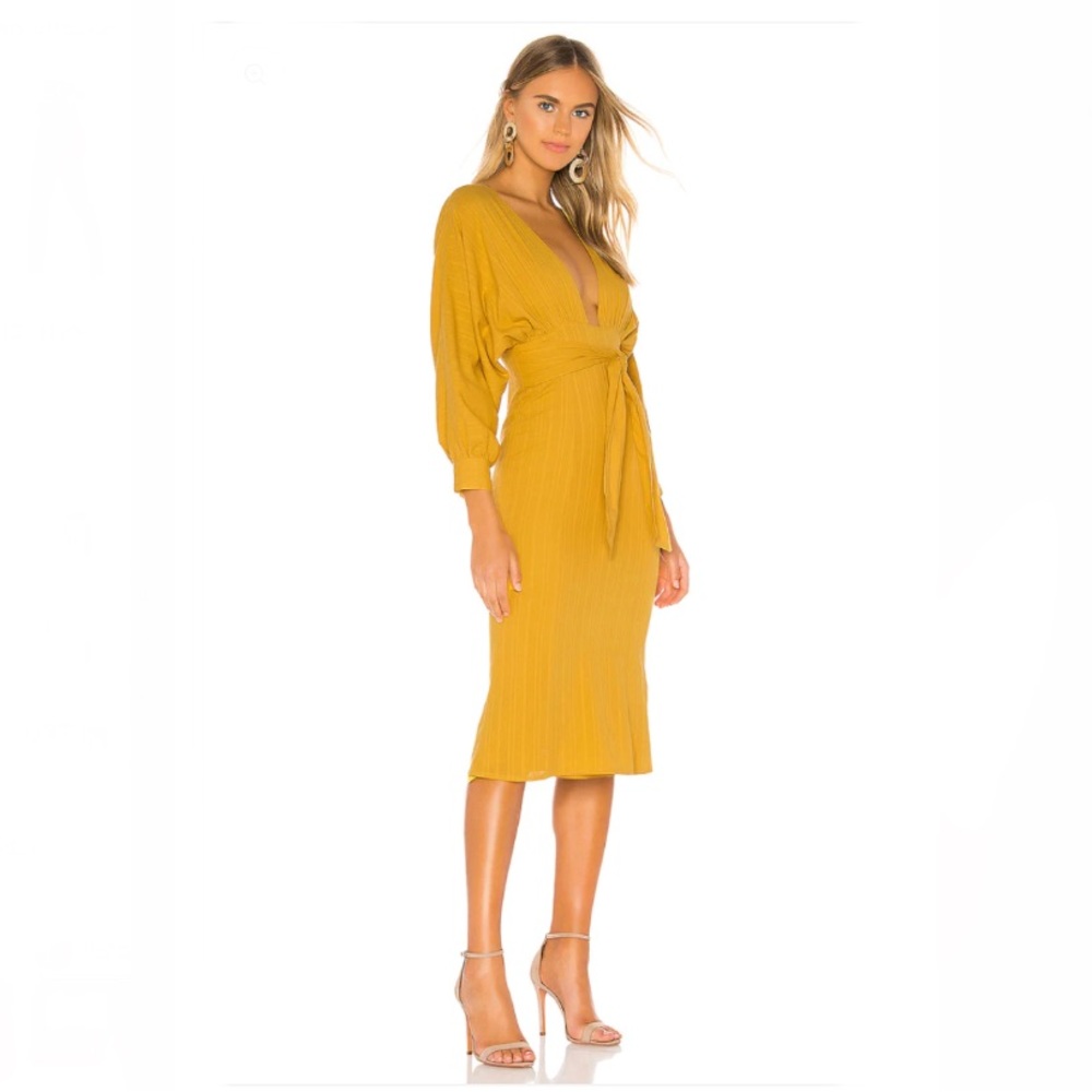 TULAROSA Khyla Midi Dress in Mustard Yellow Size XS - Picture 2 of 8